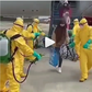 Video shows passengers being sprayed at the airport to avoid Coronavirus