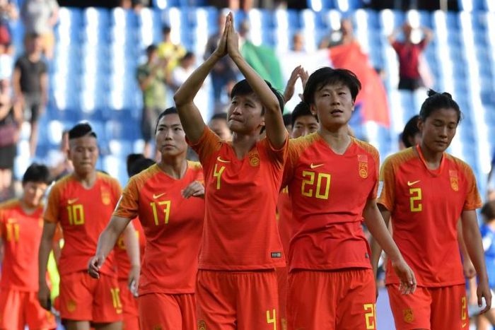 China's women's football team - seen here at the Women's World Cup in France in 2019 - have been confined to their hotel in Australia because of fears over the new coronavirus