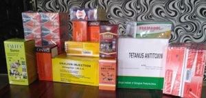 Some of the fake drugs and truck seized by NAFDAC in Asaba. Pix by NAN.