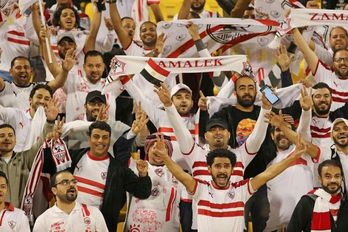 Zamalek fans watch their side's Super Cup clash against Esperance Sportive in Doha
