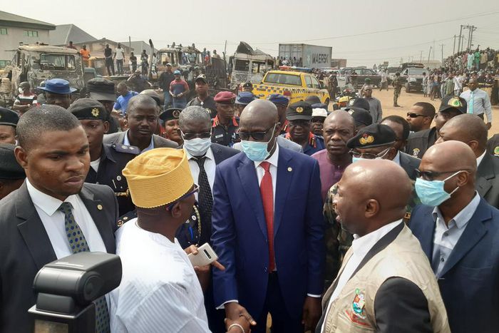 Mr Mele Kyari, Group Managing Director, Nigerian National Petroleum Corporation (in suit). [Twitter/@NNPCgroup]