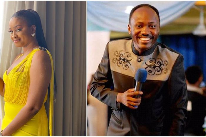 Nollywood actress Etinosa Idemudia has slammed Apostle Johnson Suleiman over bleaching statement credited to him, says his 'side piece' is guilty of it.