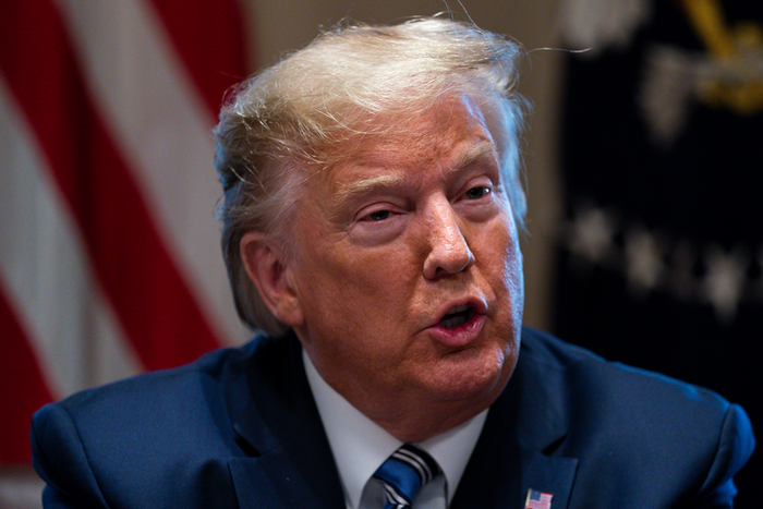 President Donald Trump speaks during a meeting with banking industry executives about the coronavirus, at the White House, Wednesday, March 11, 2020, in Washington. (AP Photo/Evan Vucci)