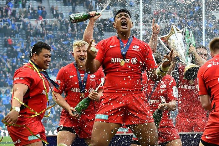 Saracens celebrate winning the 2019 European Champions Cup