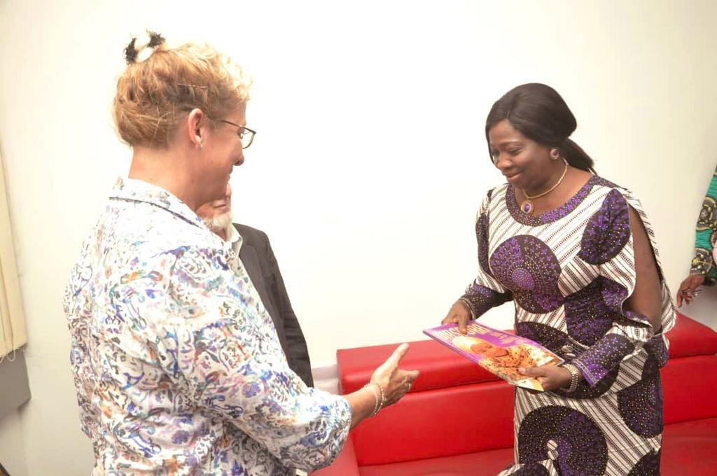 Chairman/CEO of Nigerians in Diaspora Commission (NIDCOM), Mrs Abike Dabiri-Erewa and Ms Lotte Kejer, Chief Technical Adviser (CTA) on  Labour Migration. [Twitter/@nidcom_gov]