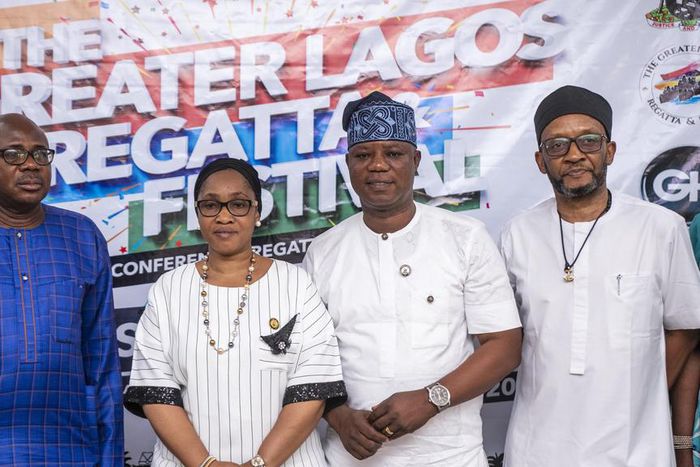 L-R: The Permanent Secretary, Tourism, Arts and Culture, Mr. Babatunde Olaide-Mesewaku; the Honourable Commissioner for Tourism, Arts and Culture, Pharm. (Mrs.) Uzamat Akinbile-Yusuf; the Special Adviser to the Governor on Tourism, Arts and Culture, Mr...