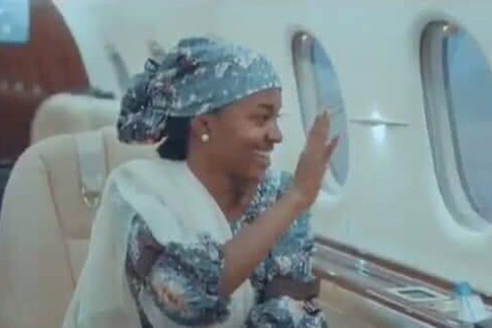 Hanan Buhari in a presidential jet [Twitter]
