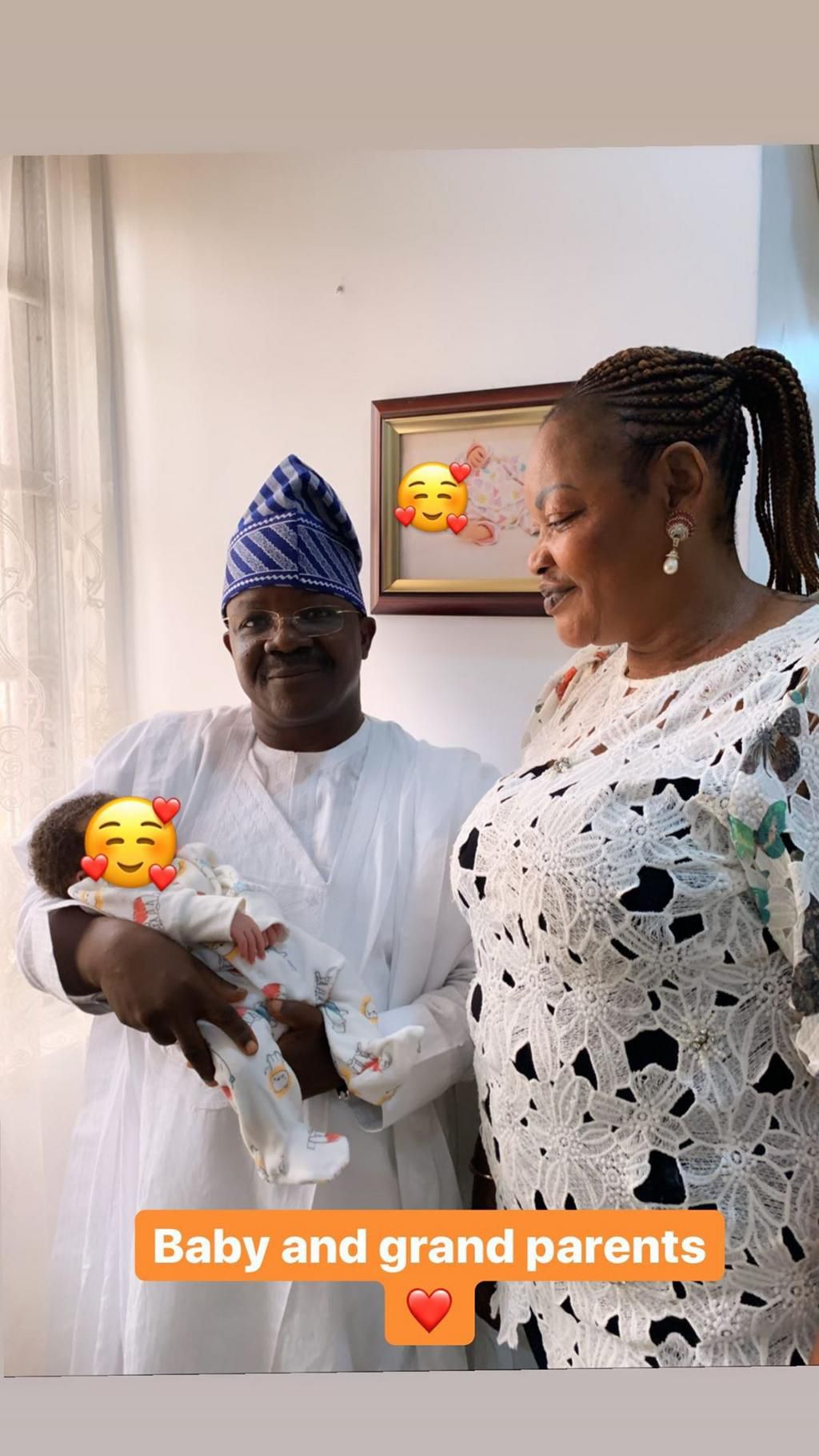 Some of the cutest photos you'd see on social media today is that of Former Big Brother Naija housemate, Bam Bam's daughter, and her grandparents. [Instagram/BammyBestowed]
