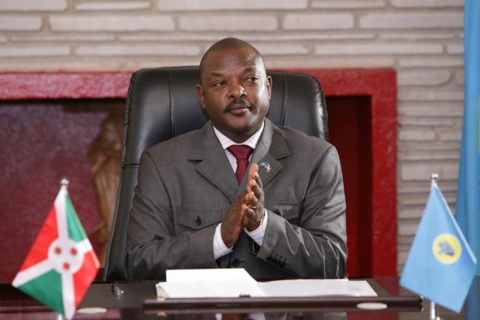 Time for farewell? Burundi President Pierre Nkurunziza, pictured in June 2018, after signing a new constitution that would enable him to run for two more seven-year terms