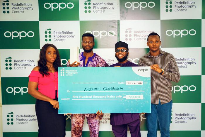 L:R: Marketing Manager, OPPO Nigeria, Nengi Akinola; First runner up, OPPO Redefinition Photography Contest, Ayodimeji Olugbewesa; Celebrity Photographer, Anny Robert and PR Manager, OPPO Nigeria, Joseph Adeola at the OPPO Redefinition Photography Con...