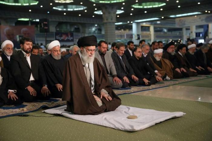 Iran's Supreme Leader Ayatollah Ali Khamenei on Friday labelled the governments of Britain, France and Germany "American lackeys" in a speech as he led the main weekly Muslim prayers in Tehran for the first time since 2012

on January 17, 2020, shows K...