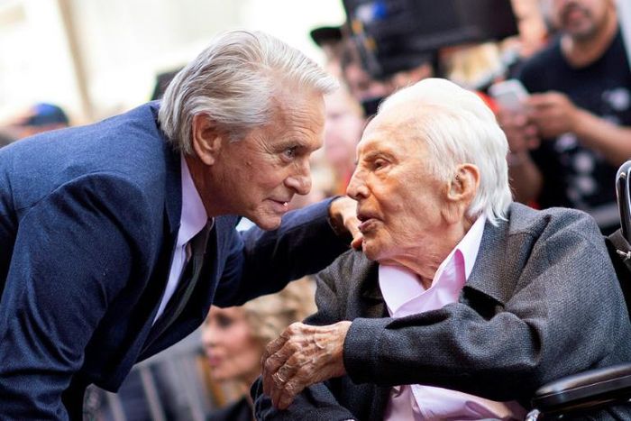 Kirk Douglas is survived by three sons, including the movie star Michael Douglas, pictured left with his father in 2018