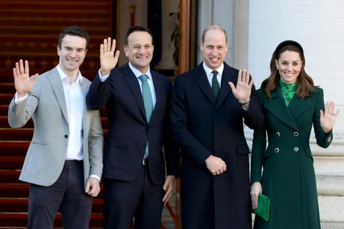 Ireland's interim Prime Minister Leo Varadkar (second left) with Prince William and their respective partners, Matthew Barrett and and Catherine, Duchess of Cambridge at the Government Buildings in Dublin on Tuesday