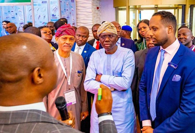 Lagos Gov Sanwo-Olu and Health Commissioner Abayomi at the 9th edition of Medic West Africa Conference on October 9, 2019 (Twitter: @Jidesanwoolu)
