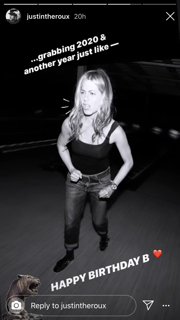 jennifer aniston justin theroux instagram birthday