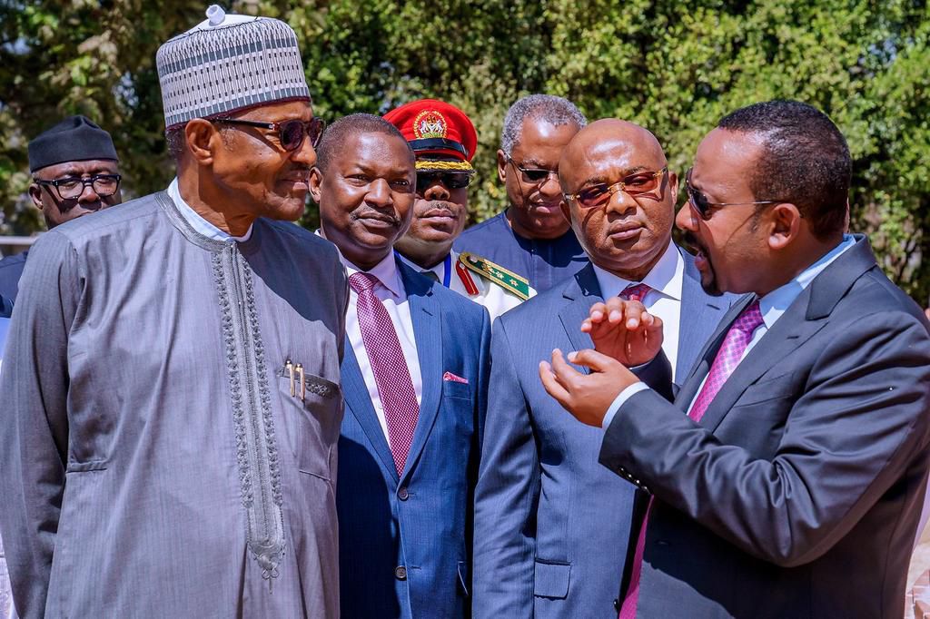 President Muhammadu Buhari and Ethiopian Prime Minister, Abiy Ahmed. [Twitter/GovNigeria]