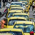 Taxi drivers protesting against Uber in Bogota in July 2019