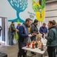 Customers queued out of the front door of the warehouse distillery and into the car park of the industrial estate outside, obeying strict "social distancing" measures