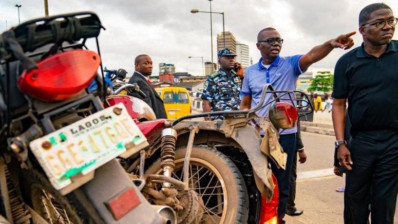 Lagos Gov Sanwo-Olu says commercial bikers endanger the lives of residents (Punch)