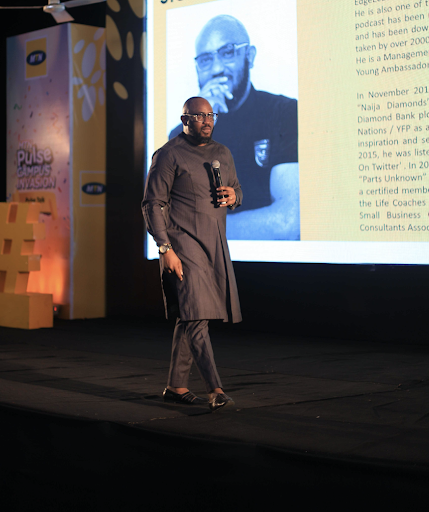 Life strategist and business coach, Steve Harris, speaking at  the Pulse Talk Series in UNIBEN