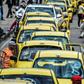 Taxi drivers protesting against Uber in Bogota in July 2019