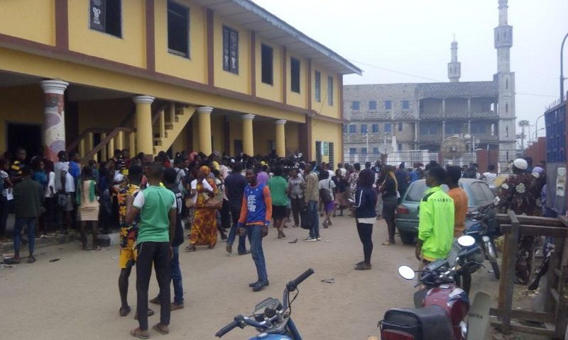 Students on queue at NIMC office in Badagry (NAN)
