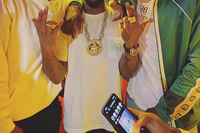 Fikayo Tomori, Davido and Tammy Abraham (Instagram/Tammy Abraham)