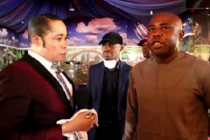 Pastor U Uden arrested by the FCTA Enforcement Team in his church on Sunday, March 29, 2020 (FCTA)