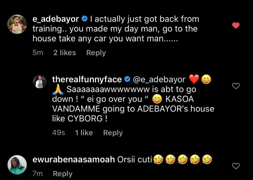 Adebayor surprises Funny Face