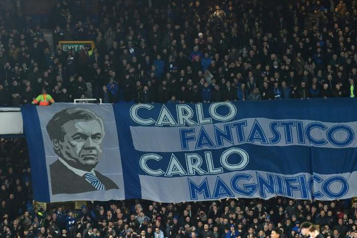 Everton fans show their love for boss Carlo Ancelotti