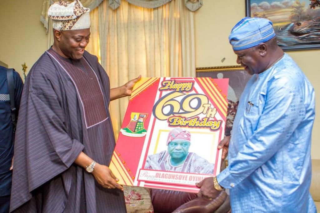 Former Governor of Osun state, Prince  Olagunsoye Oyinlola and Oyo state governor, Seyi Makinde. [Twitter/@seyiamakinde]