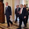 House Impeachment prosecutors, including Adam Schiff (L), Jerry Nadler (R) and Zoe Lofgren (R rear), are to offer evidence on the charge of obstruction of Congress before closing their case against President Donald Trump