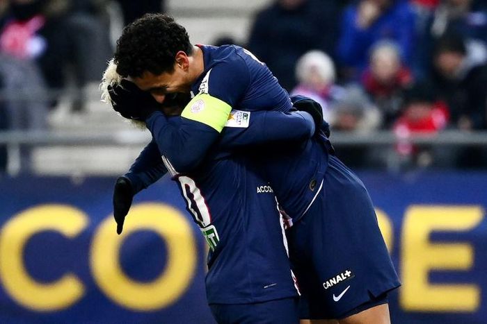 Marquinhos showed his appreciation after Neymar set up his goal at Reims