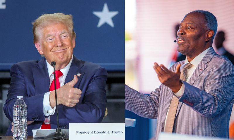 L-R: US President-elect, Donald Trump and William Folorunso Kumuyi, founder of Deeper Christian Life Ministry. [Facebook/Getty Images]