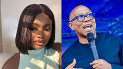 L-R: Lagos-based National Youth Service Corps member, Ushie Uguamaye, and Labour Party 2023 presidential candidate, Mr Peter Obi. [Facebook/X, formerly Twitter]