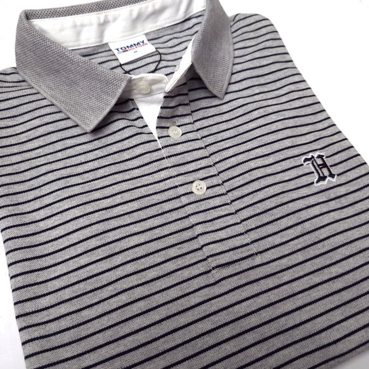 THF knit stripped polo shirt