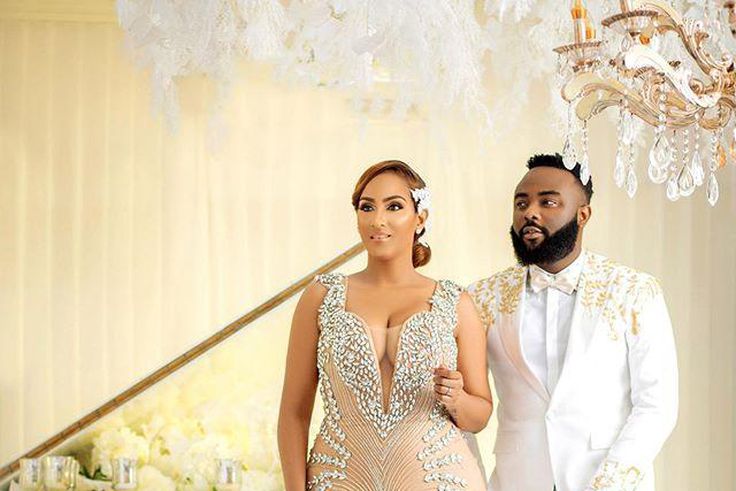 Juliet Ibrahim in wedding gown with mystery man