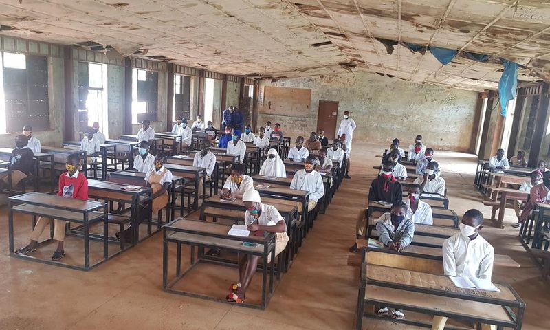 Students of Government Technical College Kajuru, Kaduna State, preparing for the NABTEB examinations.
