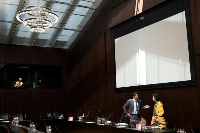 Head of the Swiss Parliamentary judicial committee Andrea Caroni prior to the hearing