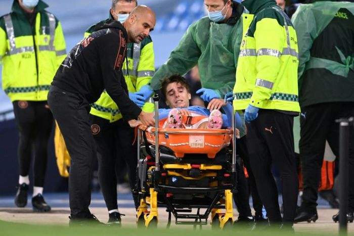 Manchester City manager Pep Guardiola has just 13 senior players to choose from for Sunday's visit of Leicester