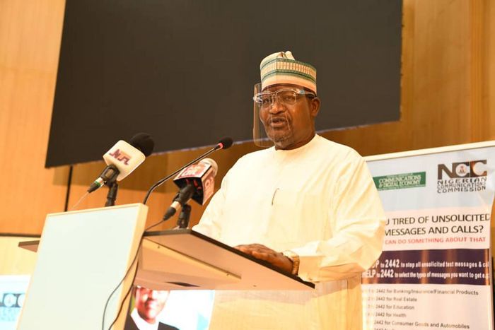 Prof. Umar Danbatta, Executive Vice Chairman, NCC, addressing the audience during the virtual commissioning.