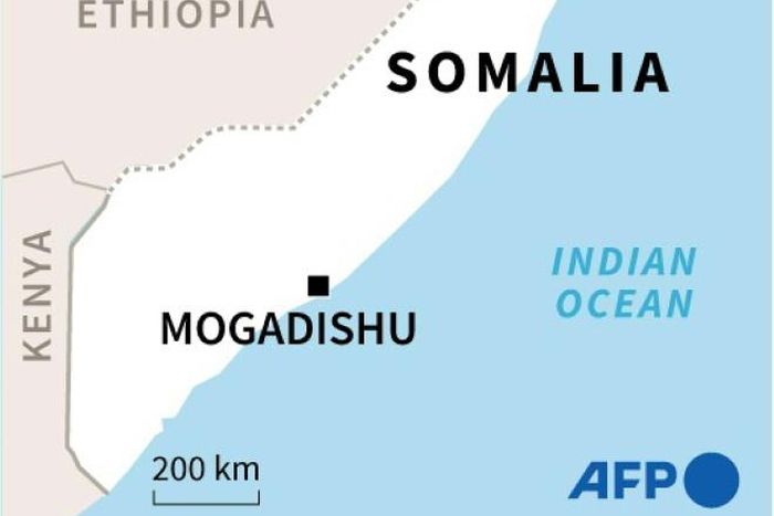 Map of Somalia locating the capital Mogadishu, where gunmen stormed a hotel Sunday