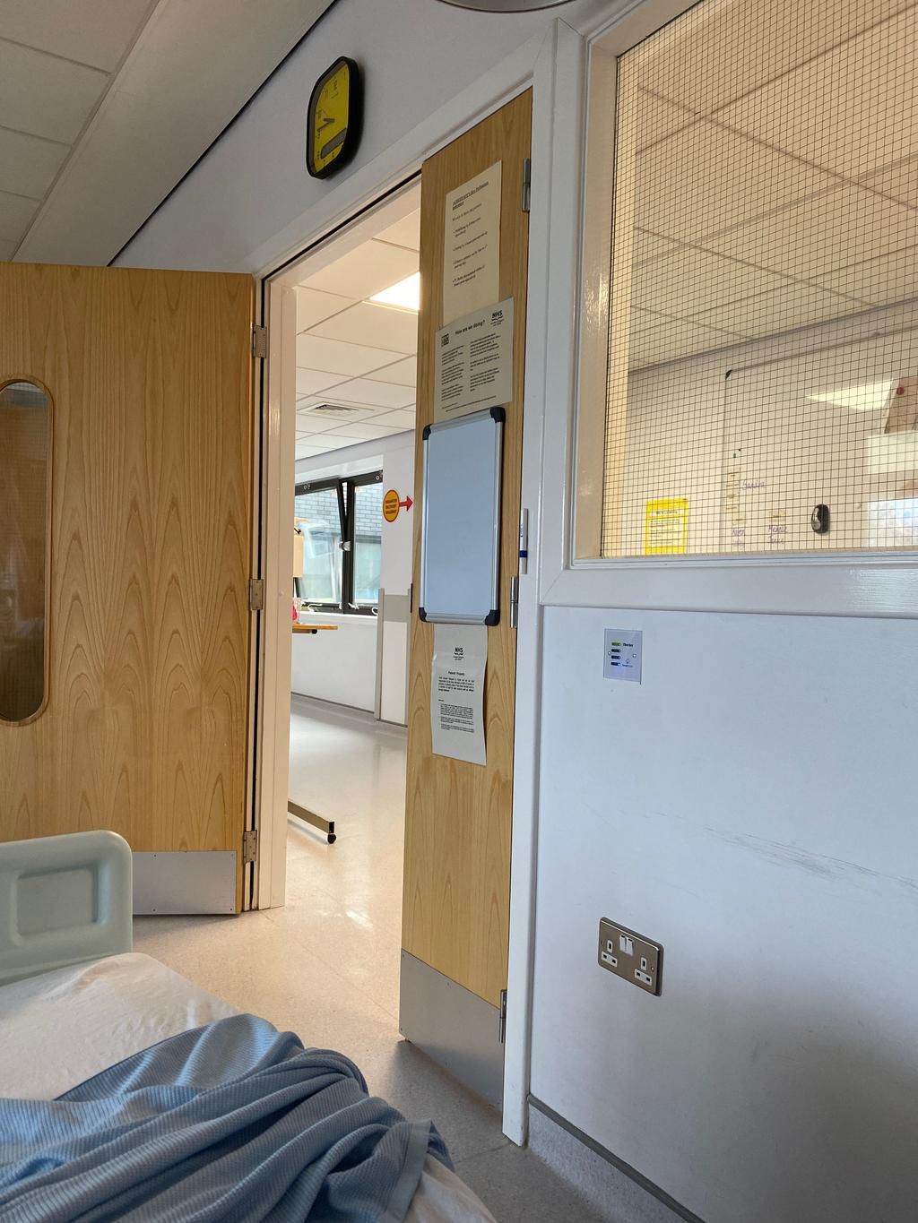 The view of the ward from Priyas hospital bed, which was all but empty due to cancellations of elective surgeries during the COVID-19 pandemic.