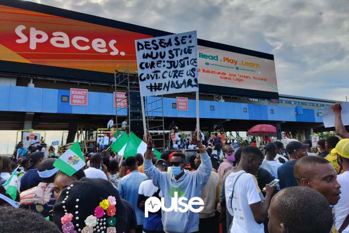 #EndSARS protesters at the Lekki Toll Gate, Lagos