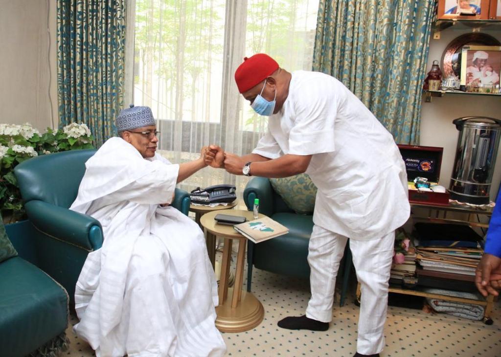 Senator Orji Uzor Kalu and former Military ruler, Ibrahim Babangida. [Twitter/@OUKtweets]