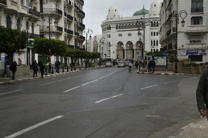 An empty street in the capital of Algeria, a country in lockdown as a measure against COVID-19 which has claimed almost 300 lives