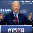 Democratic presidential candidate and former US Vice President Joe Biden speaks on the state of the US economy in Wilmington, Delaware
