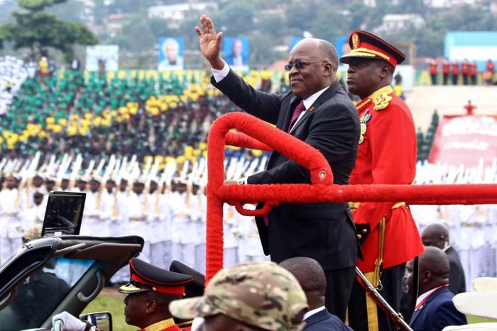 President John Magufuli, centre, at ceremonies last December to mark Tanzania's 58th anniversary of independence