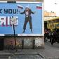 A Brexit-themed billboard depicting Britain's former foreign secretary Boris Johnson waving Russian national flags reading "Thank you Boris"