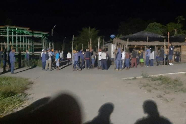 Indigenous protesters gather at the Canadian-owned company called PetroTal oil company’s settlement in the remote town of Requena, hours away by boat from the city of Iquitos, Peru, on August 9, 2020
